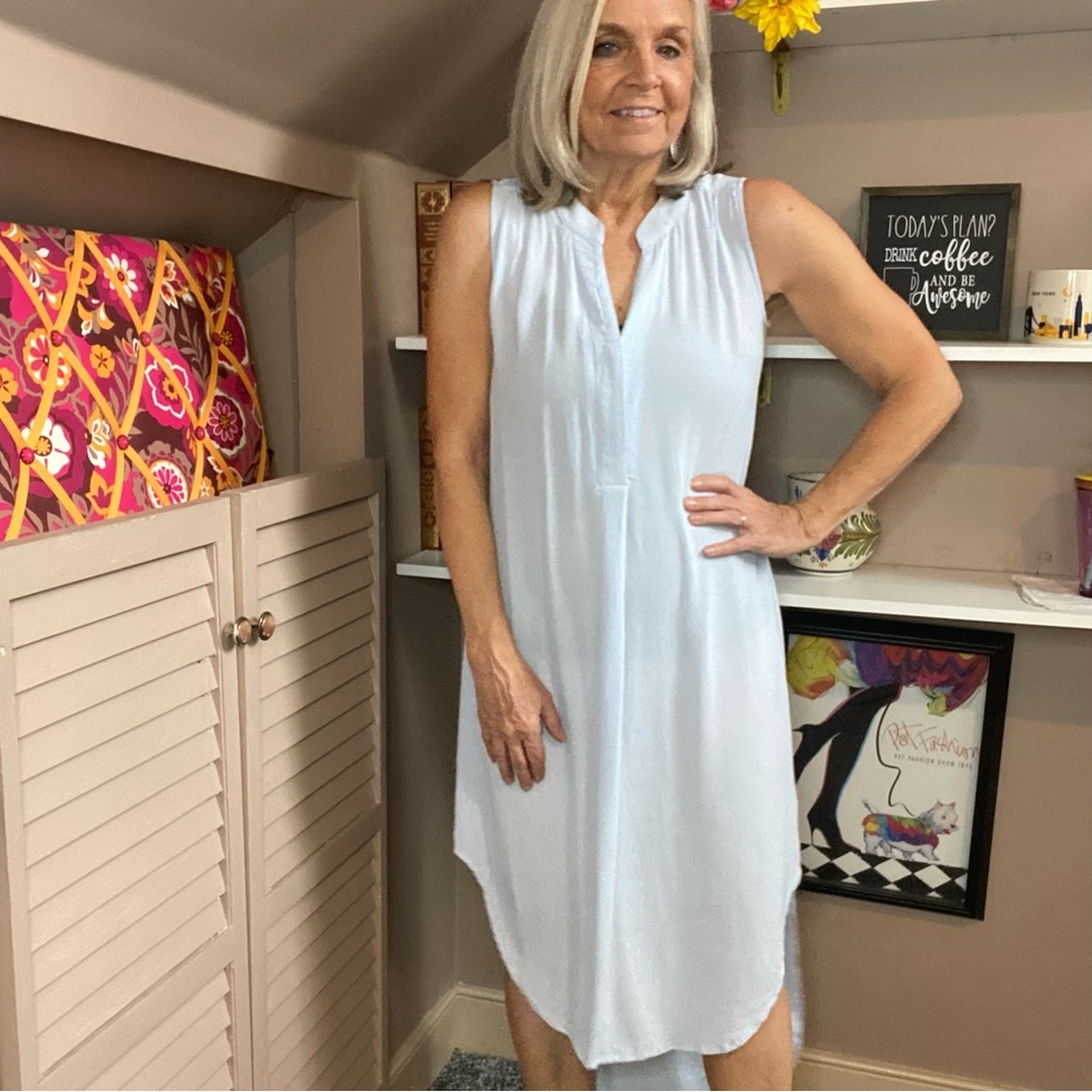 CAbi Light Blue High Low Shirt Dress